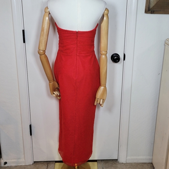 Lovers + Friends Cubales Red Lace Midi Dress Size Small Romantic & Chic - Picture 8 of 12